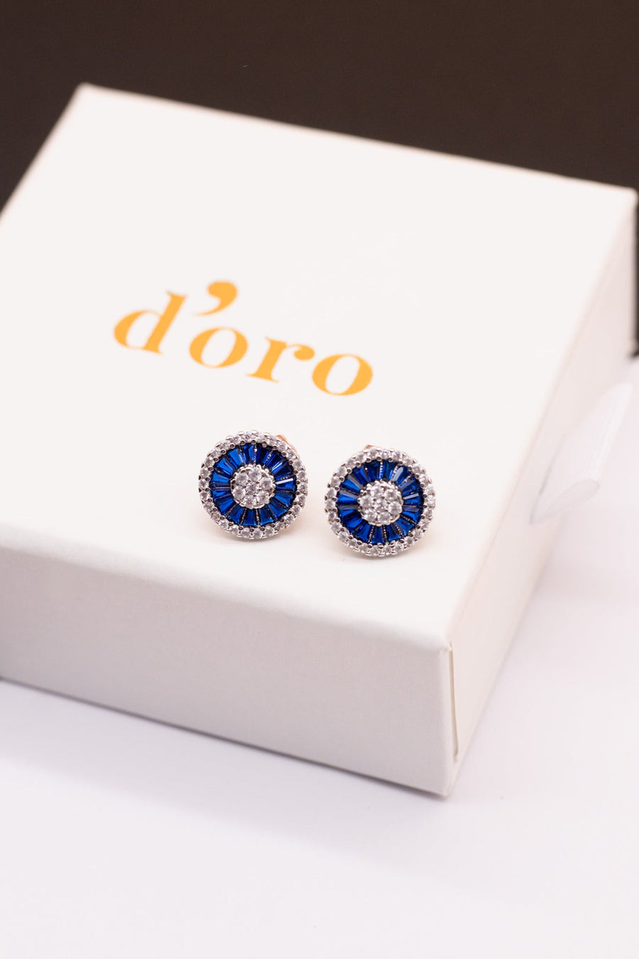 True Earring Blue + Rhodium Earrings doroglobal.com 