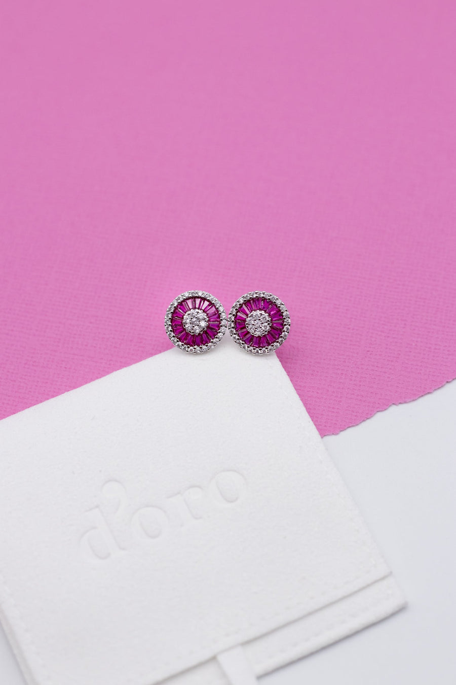 True Earrings Pink + Rhodium Earrings doroglobal.com 